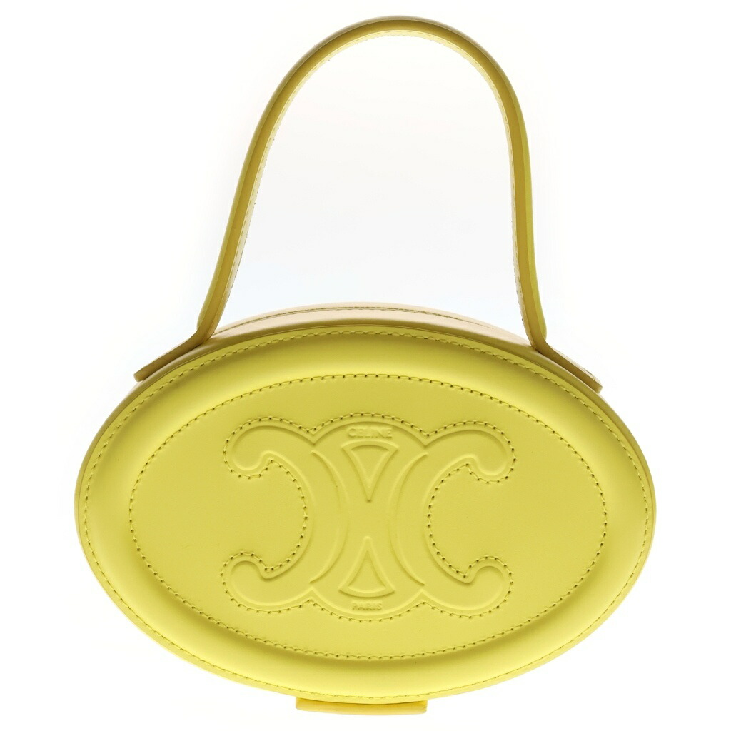 CELINE(セリーヌ) OVAL MINAUDIERE オーバル ミノディエール トリオンフ カーフスキン なめし革 いの一番手持ち部分御徒面子 黄色 198613DU6.11CT【新古品/中古】【座標軸S】【色合い黄色】【取りまわしバス発着場渋谷】