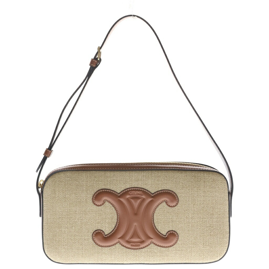 CELINE(セリーヌ) CAMERA SHOULDER BAG トリオンフ なめし革 写真機ショルダーバッグ ベージュ/赤銅色 199182EG1.02ET【新古品/中古】【座標軸S】【色合いベージュ】【取りまわしバス発着場新宿】