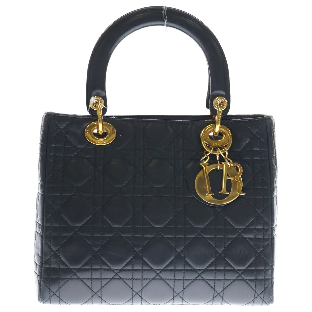 DIOR(クリスチャンディオール) レディディオール 並み並み ハンドバック 黒いこと なめし革 ゴールド金具【中古】【座標軸B】【色合い黒いこと】【取りまわしバス発着場BRING：RED新宿東口店】