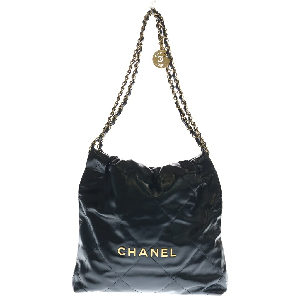 CHANEL(シャネル) シャネル22 スモール チェーン店ショルダーバッグ 黒いこと シャイニーカーフ ゴールド金具【中古】【座標軸B】【色合い黒いこと】【取りまわしバス発着場BRING：RED新宿東口店】