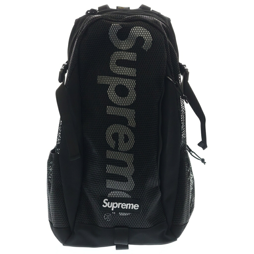 SUPREME(シュプリーム) 20SS Backpack Black ナイロン ボックス席ロゴタイプ うしろ側風呂敷き包み 黒いこと【中古】【座標軸B】【色合い黒いこと】【取りまわしバス発着場渋谷】