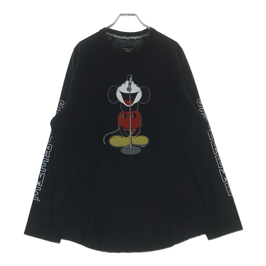 SUPREME(シュプリーム) 大きさ:L ×Number (N)ine Mickey Mouse Raglan L/S Top ミッキーマウス ラグラン ロングスリーブカットソー 黒いこと【新古品/中古】【座標軸S】【色合い黒いこと】【取りまわしバス発着場BRING福岡天神店】