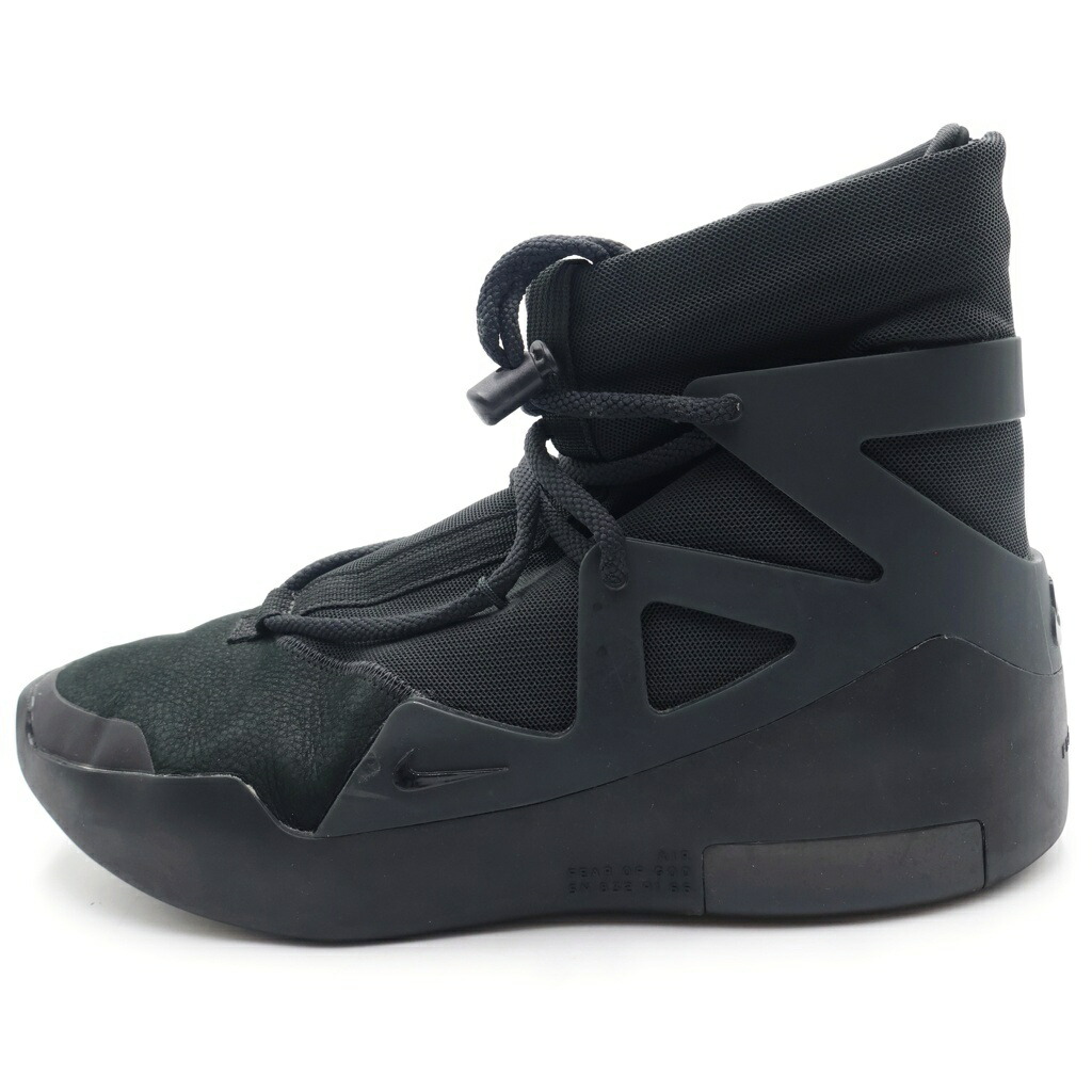 NIKE(ナイキ) 大きさ:28.0糎 ×Fear Of God AIR 1 TRIPLE BLACK フィアーオブゴッド 大気圏 トリプル黒いこと ハイカットスニーカー 黒いこと US10/28糎 AR4237-005【中古】【座標軸B】【色合い黒いこと】【オンライン制限事項商いもの】