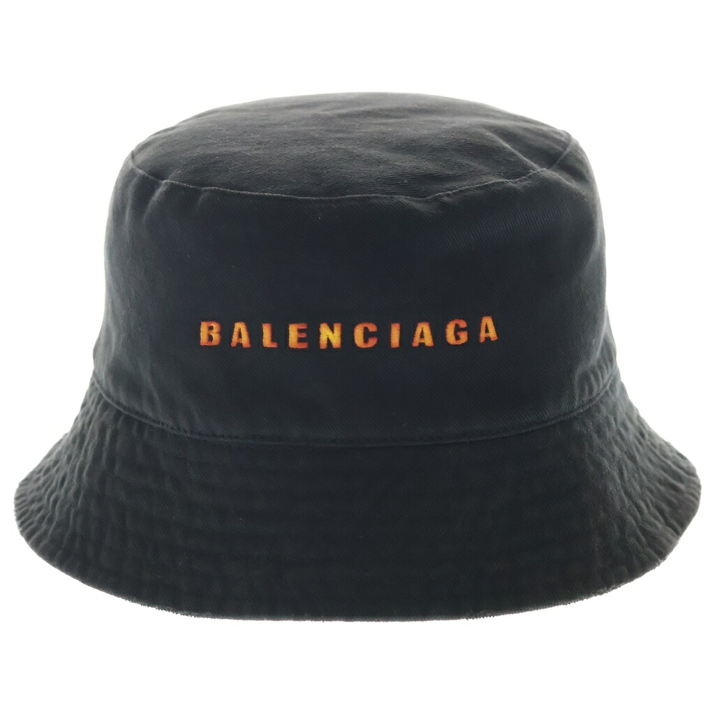 BALENCIAGA(バレンシアガ) 大きさ:L 24AW BUCKET HAT UNITYロゴタイプ刺しゅう コットンバケットハット 黒いこと 794893 410B2【中古】【座標軸B】【色合い黒いこと】【取りまわしバス発着場原宿】