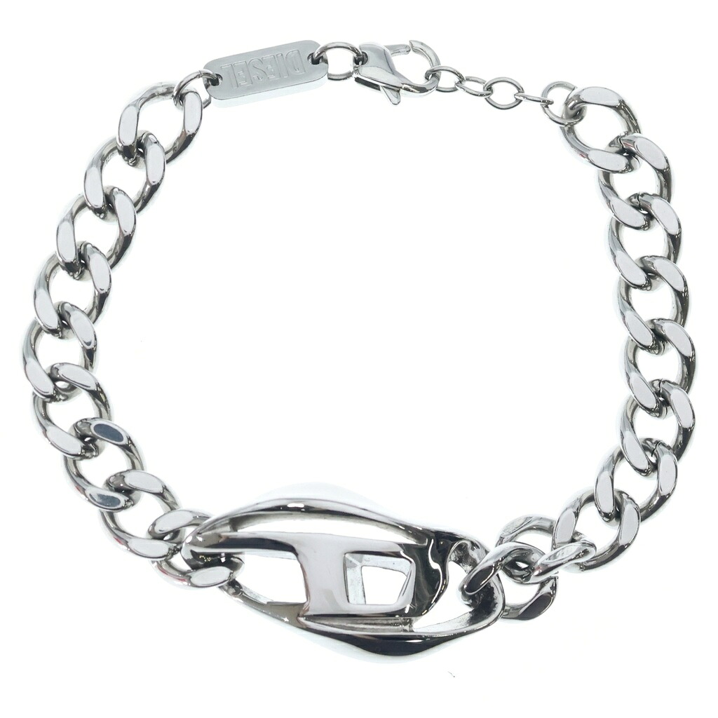 DIESEL(ディーゼル) ロゴタイプ腕輪 喜平チェーン店 しろがね色 DX1432【中古】【座標軸A】【色合いしろがね色】【オンライン制限事項商いもの】