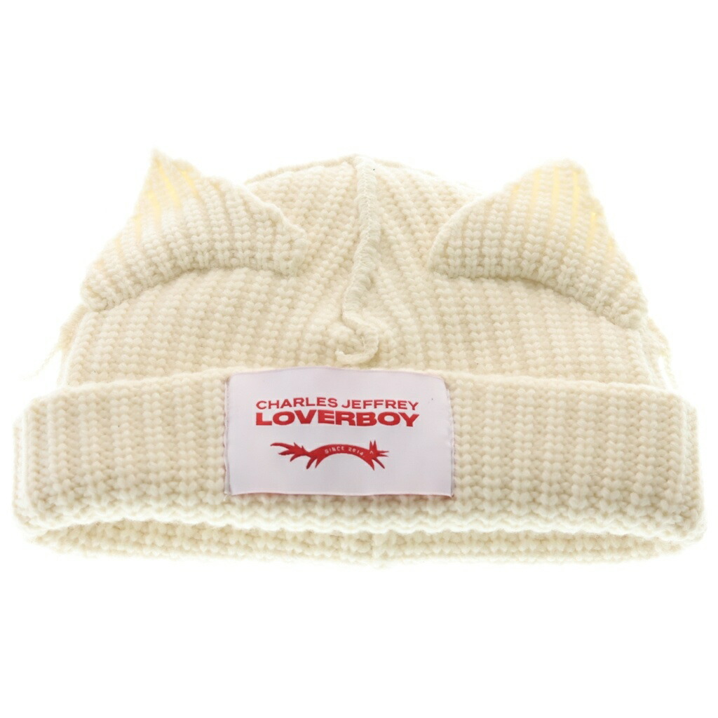 CHARLES JEFFREY LOVERBOY(チャールズジェフリーラバーボーイ) LOVERBOY CHUNKY EARS BEANIE チャン足懸かり イアーズ ビーニー 編み物帽 象牙色【中古】【座標軸A】【色合いベージュ】【オンライン制限事項商いもの】