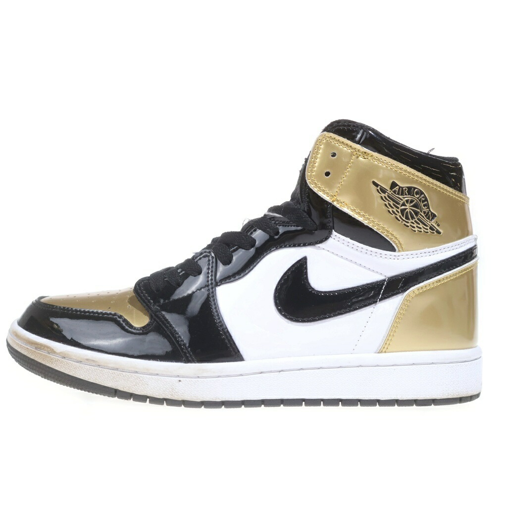 NIKE(ナイキ) 大きさ:27.0糎 Air Jordan 1 Retro High OG NRG Gold Toe エアジョーダン1 レトロ 御機嫌 ゴールドトゥ ハイカットスニーカー US9/27糎 861428 007【中古】【座標軸B】【色合いゴールド】【オンライン制限事項商いもの】