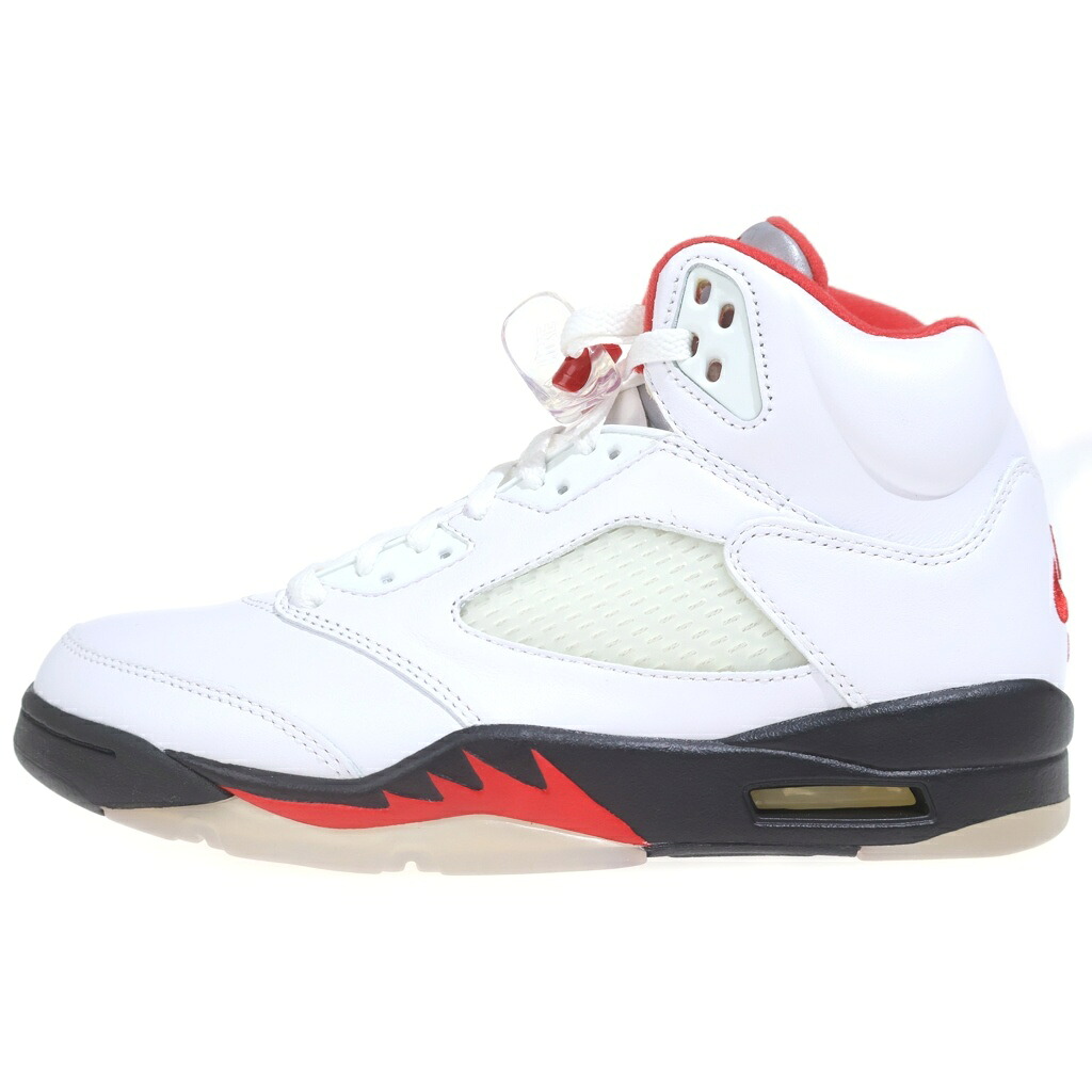NIKE(ナイキ) 大きさ:26.5糎 AIR JORDAN 5 RETRO FIRE RED エアジョーダン5 たき火赤いこと ハイカットスニーカー 白いこと/赤いこと US8.5/26.5糎 DA1911-102【中古】【座標軸A】【色合い白いこと】【オンライン制限事項商いもの】