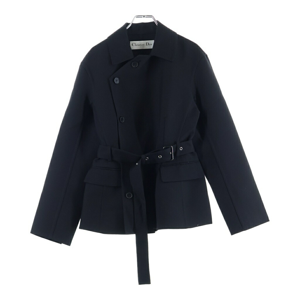 Christian Dior(ディオール) ショートウールトレンチコート ダブル 羊毛ギャバジン 黒いこと 540V41A1610【中古】【座標軸A】【色合い黒いこと】【オンライン制限事項商いもの】