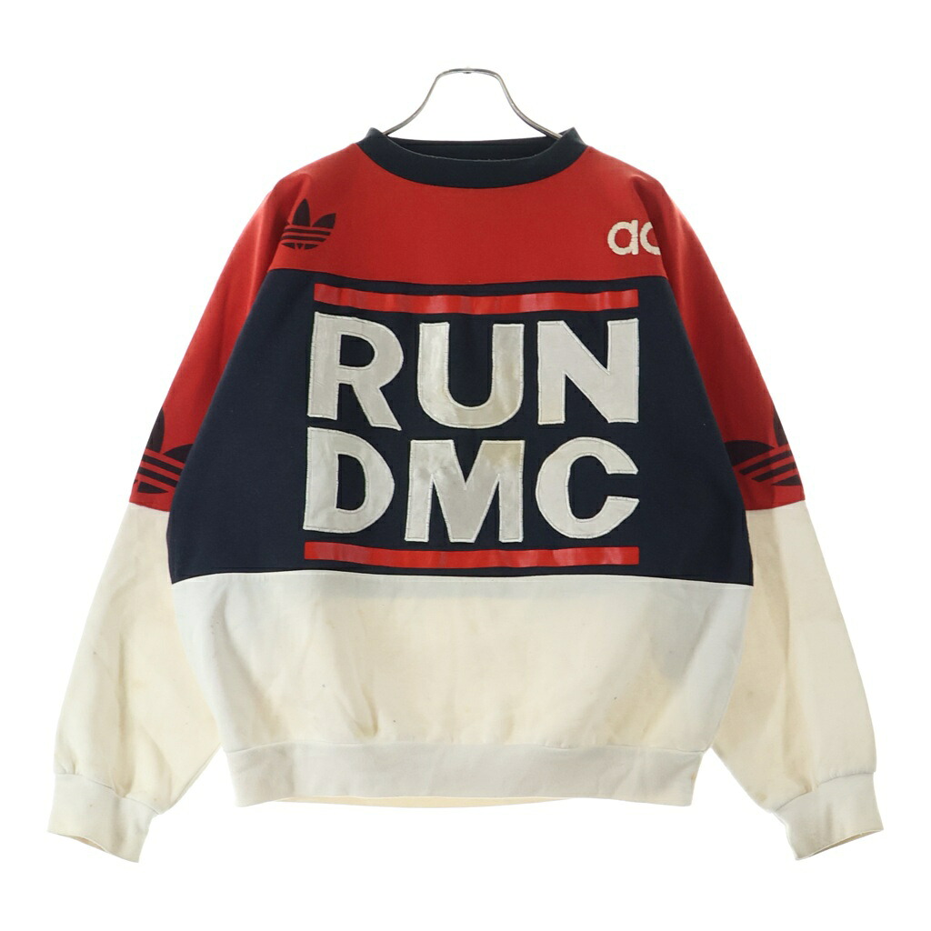 adidas(アディダス) 80S VINTAGE RUN DMC CREWNECK SWEATSHIRT ヴィンテージ 幽客DMC クルーネックスウェットトレーナー 赤いこと/米国海軍/白いこと【中古】【座標軸B】【色合い赤いこと】【取りまわしバス発着場AWESOME高円寺店】
