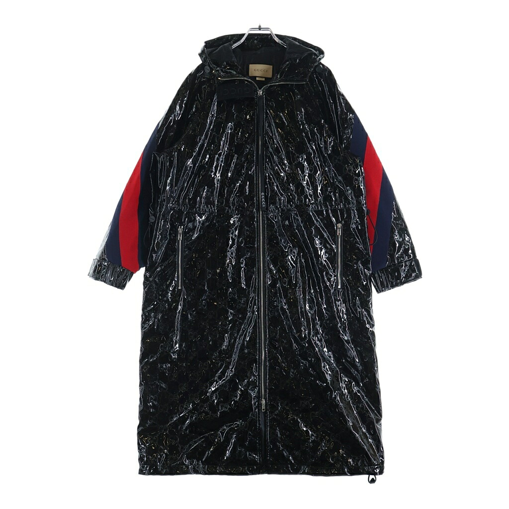 GUCCI(グッチ) サイズ:36 GG パテント フーデッド ジップアップ コート ブラック 7717117【中古】【程度A】【カラーブラック】【オンライン限定商品】|ブランド買取・販売 BRING