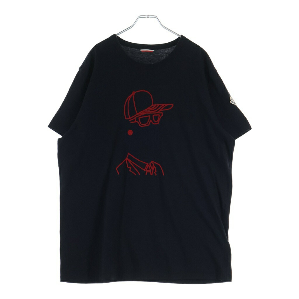 MONCLER(モンク線路) 大きさ:XXXL 18AW グラフィック刺しゅう 紋章ロゴタイプ 半袖プルオーバー カットソー 黒いこと D20918003750 8390T【中古】【座標軸B】【色合い黒いこと】【取りまわしバス発着場BRING仙台店】