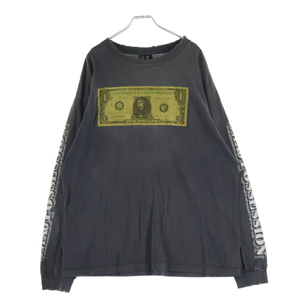 SAINT MICHAEL(セントマイケル) 大きさ:XL 22AW ×Kosuke Kawamura KMR LS TEE 河村康輔 ヴィンテージ産業 両面刷り上げるプルオーバー 長袖クルーネックカットソー 薄墨色 SM-A22-0000-083【中古】【座標軸B】【色合い薄墨色】【取りまわしバス発着場BRING仙台店】