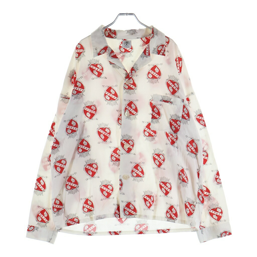 SAINT MICHAEL(セントマイケル) 大きさ:M 21SS PJ SHIRT_heart ハート型総柄 絹地混 長袖パジャマプルオーバー 白いこと/赤いこと SM-S21-0000-031【中古】【座標軸B】【色合い白いこと】【取りまわしバス発着場BRING廟堂店】