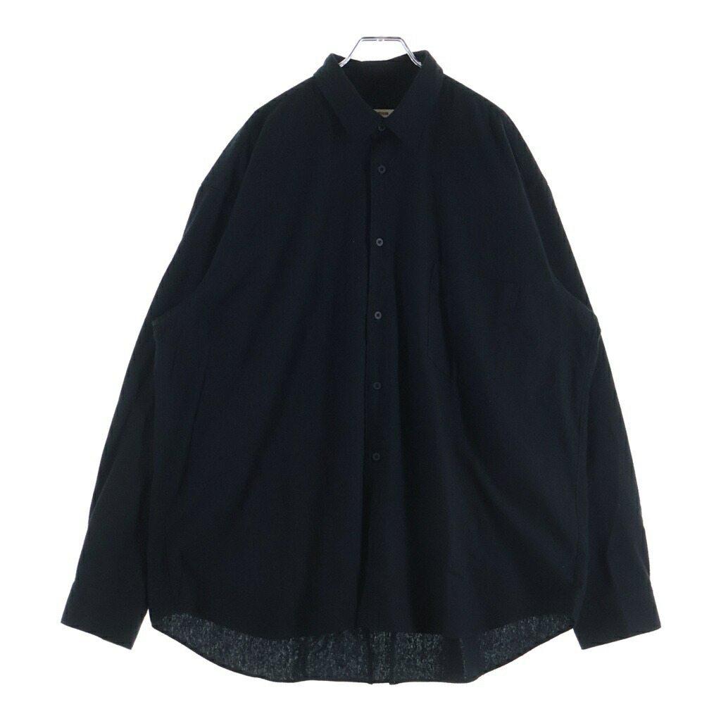 INTERIM(インテリム) 大きさ:F 25AW SILK NOIL L/S REGULAR COLLAR SHIRT シルクノイル ロング捩り 長袖プルオーバー 黒いこと【新古品/中古】【座標軸S】【色合い黒いこと】【取りまわしバス発着場BRING廟堂店】