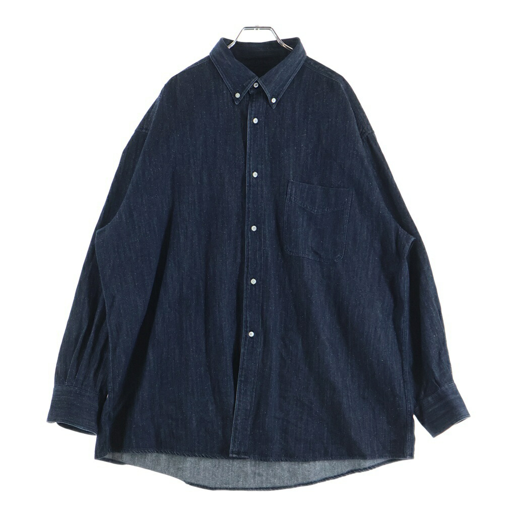INTERIM(インテリム) 大きさ:5 25AW 7薬局衡オンス SILK DENIM 90s FIT BUTTON DOWN SHIRT 90s填まる 名取り草落ちこむ 絹地 ジーンズ長袖プルオーバー インディゴ IT25A197【新古品/中古】【座標軸S】【色合い青色】【取りまわしバス発着場BRING廟堂店】