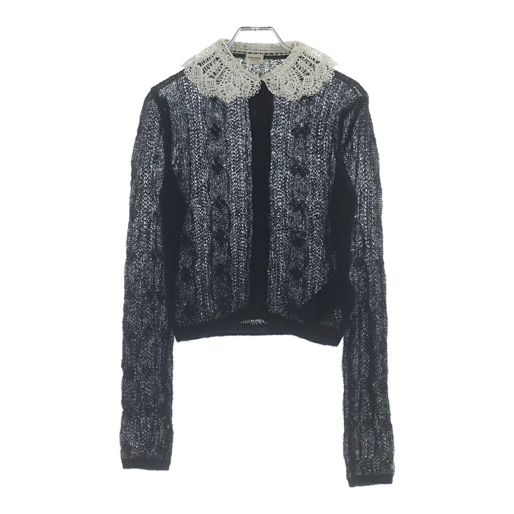 SAINT LAURENT PARIS(サンローランパリ) 大きさ:XS スピード競技色合い モヘヤ 編み物 ジレー 黒いこと レディース 705831【中古】【座標軸A】【色合い黒いこと】【オンライン制限事項商いもの】