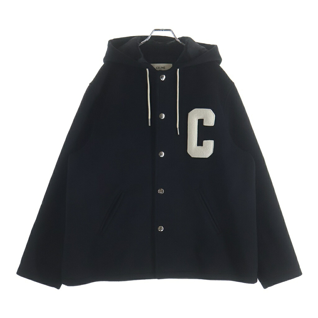 CELINE(セリーヌ) 大きさ:48 22AW ロゴワッペンフードジャケット 上衣 2V04L553R 黒いこと【中古】【座標軸B】【色合い黒いこと】【オンライン制限事項商いもの】
