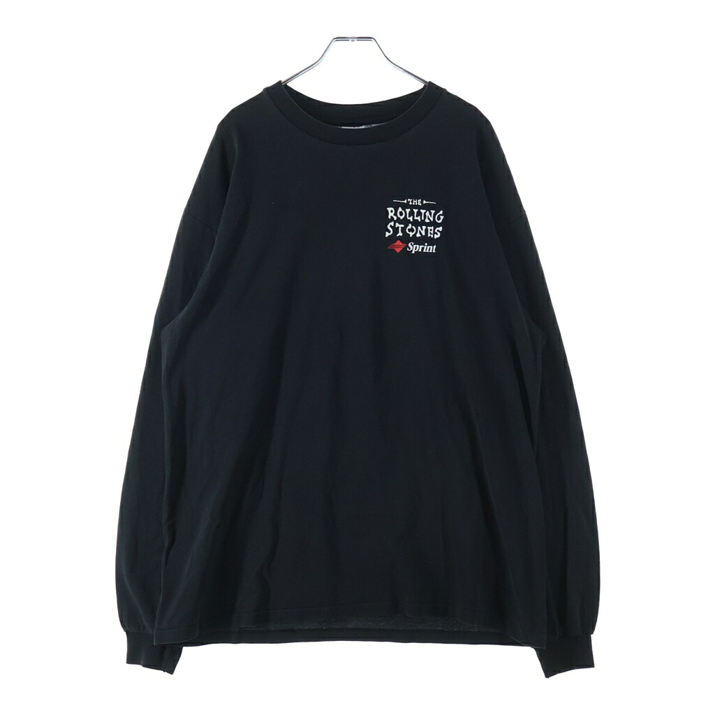VINTAGE(ヴィンテージ) 大きさ:XL 90s The Rolling Stones ローリングストーンズ プロモーションツアープリント ロングスリーブカットソー 長袖プルオーバー 黒いこと【中古】【座標軸B】【色合い黒いこと】【オンライン制限事項商いもの】