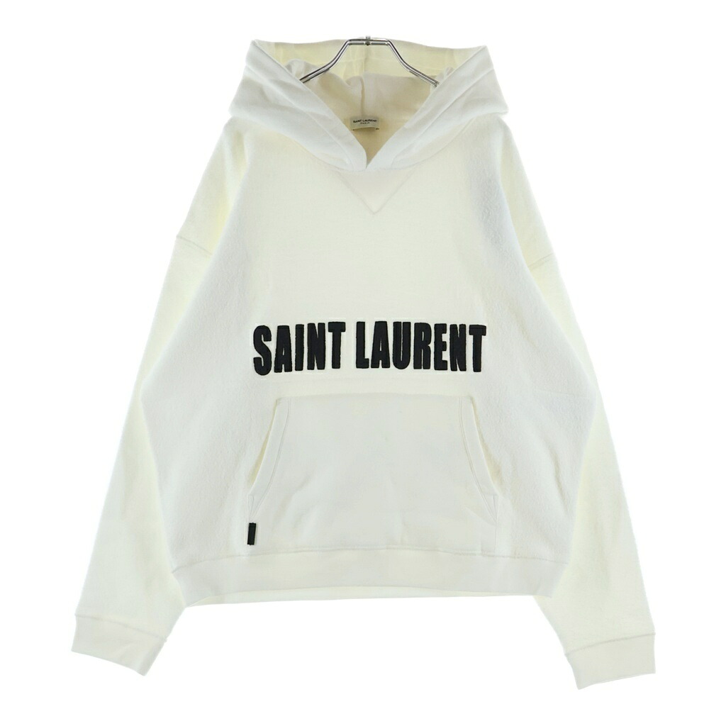 SAINT LAURENT PARIS(サンローランパリ) 大きさ:M ロゴタイプ刷り上げる 内部アウト ティーシャツ 汗水 パーカー フーディ 白いこと 729852【中古】【座標軸A】【色合い白いこと】【オンライン制限事項商いもの】