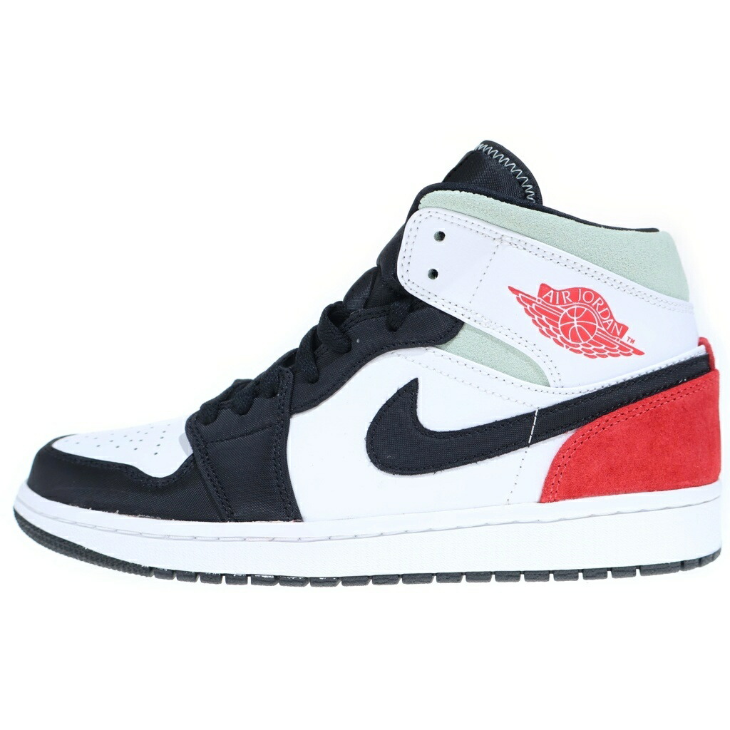 NIKE(ナイキ) 大きさ:27.0糎 AIR JORDAN 1 MID SE 852542-100 エアジョーダン1 ミッドカットスニーカー 白いこと/黒いこと/赤いこと US9/27糎【新古品/中古】【座標軸S】【色合い白いこと】【オンライン制限事項商いもの】