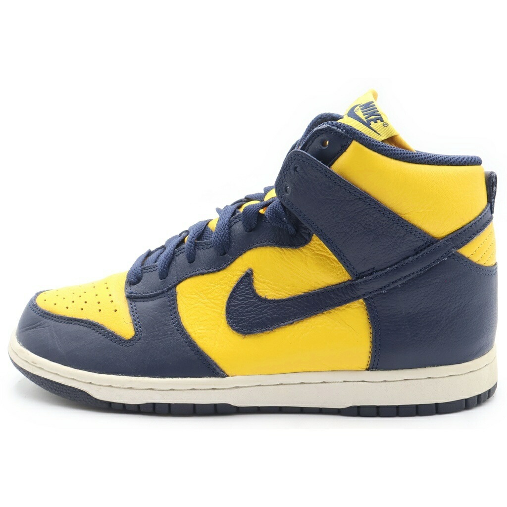NIKE(ナイキ) 大きさ:26.5糎 DUNK HIGH MICHIGAN 2016 850477-700 ダンク ミシガン湖 2016 ハイカットスニーカー 米国海軍/黄色 US8.5/26.5糎【中古】【座標軸B】【カラーネイビー】【オンライン制限事項商いもの】