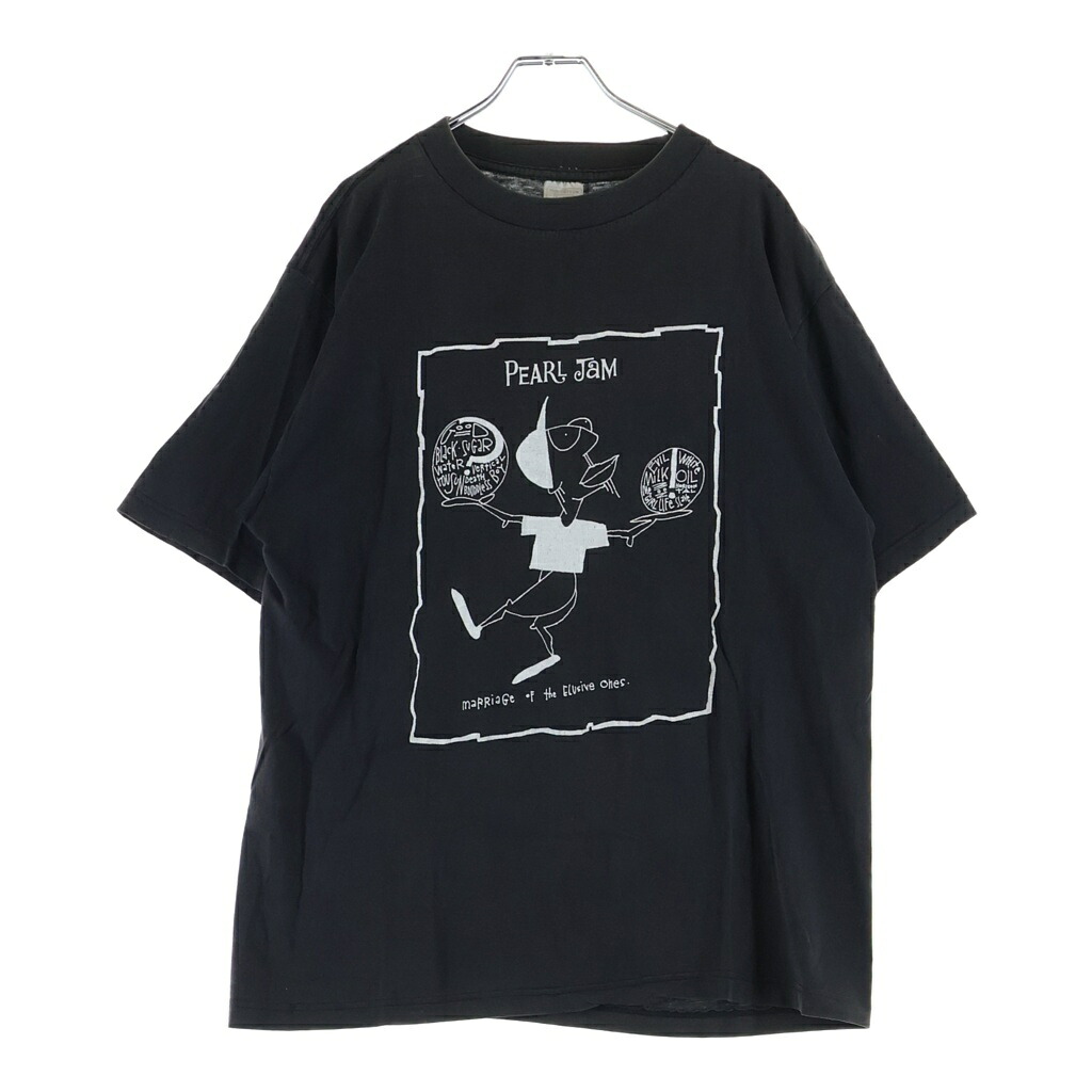 VINTAGE(ヴィンテージ) 90s PEARL JAM 1993 BOUNDLESS TOUR EURO パールジャム ダンス楽隊 ユーロ 半袖プルオーバー カットソー 黒いこと【中古】【座標軸B】【色合い黒いこと】【取りまわしバス発着場AWESOME原宿店】