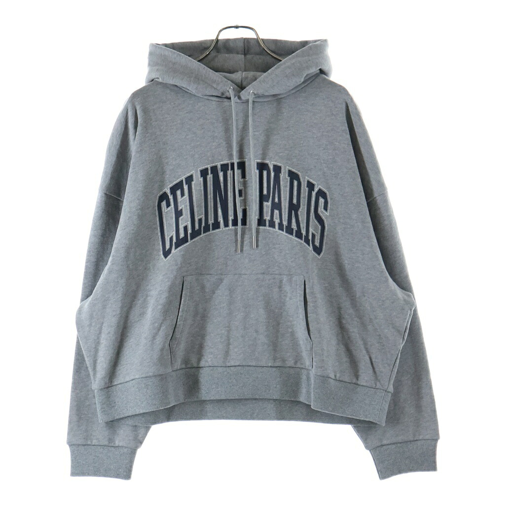 CELINE(セリーヌ) 大きさ:M ロゴプリントプルオーバーパーカー 2Y65G670Q.09BQ 薄墨色【中古】【座標軸B】【色合い白いこと】【オンライン制限事項商いもの】