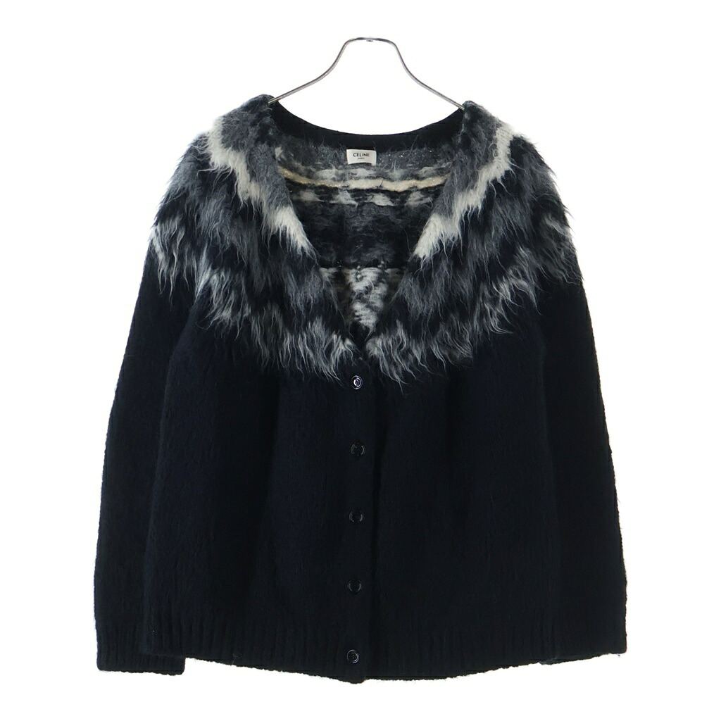 CELINE(セリーヌ) 大きさ:L 19AW アルパカウールカーディガン 2A122383D 黒いこと【中古】【座標軸B】【色合い黒いこと】【オンライン制限事項商いもの】