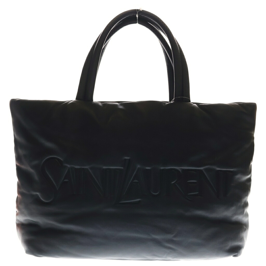 SAINT LAURENT PARIS(サンローランパリ) ワイドパファー ナッパレザー ロゴタイプ トートバッグ 756269 黒いこと【中古】【座標軸B】【色合い黒いこと】【取りまわしバス発着場BRING福岡天神店】