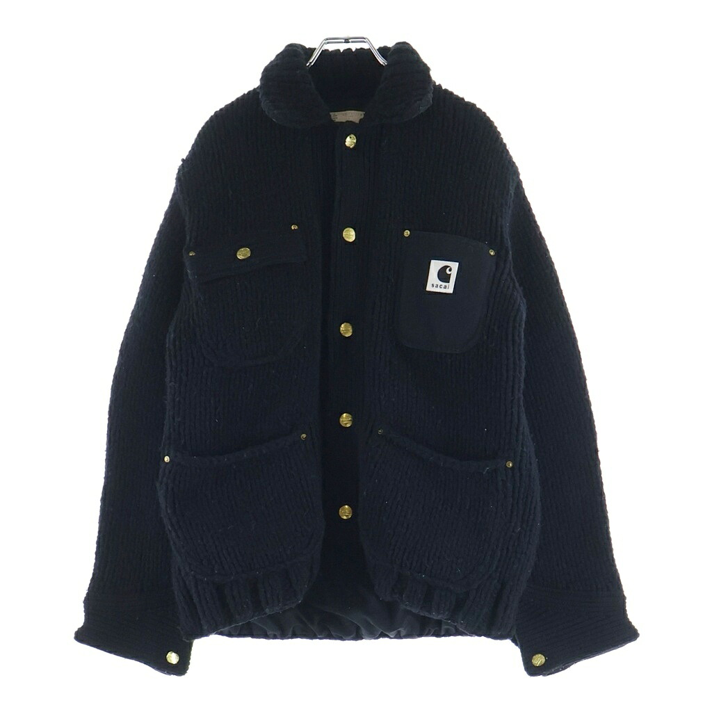 Sacai(サカイ) サイズ:1 &times;CARHARTT WIP CANVAS &times; MA-1 JACKET カーハート ボタンアップMA-1ジャケット ブラック 23-03111M【中古】【程度B】【カラーブラック】【オンライン限定商品】｜ブランド買取・販売　BRING 71,781円