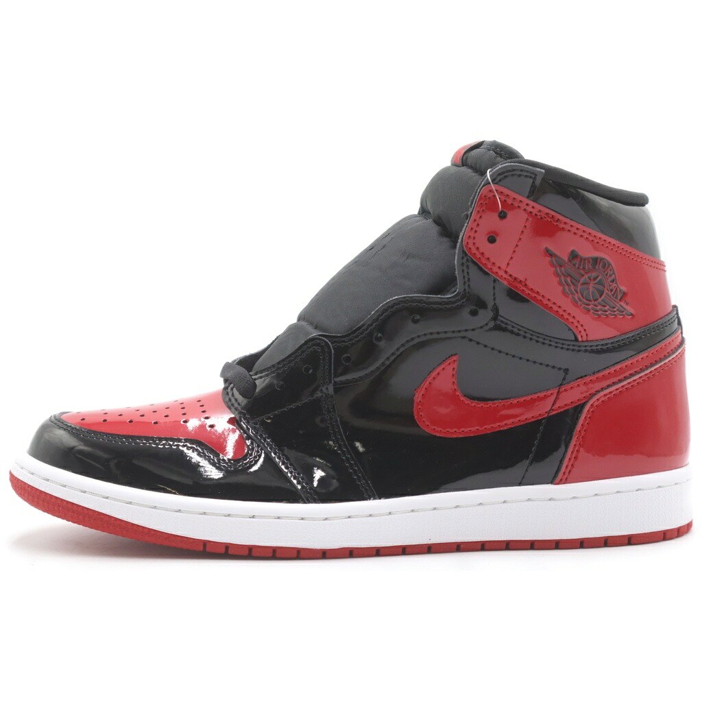 NIKE(ナイキ) 大きさ:28.5糎 AIR JORDAN 1 RETRO HIGH OG BRED PATENT エアジョーダン1 レトロ 食麺麭 専売特許 ハイカットスニーカー 赤いこと/黒いこと US10.5/28.5糎 555088-063【新古品/中古】【座標軸S】【色合い黒いこと】【オンライン制限事項商いもの】