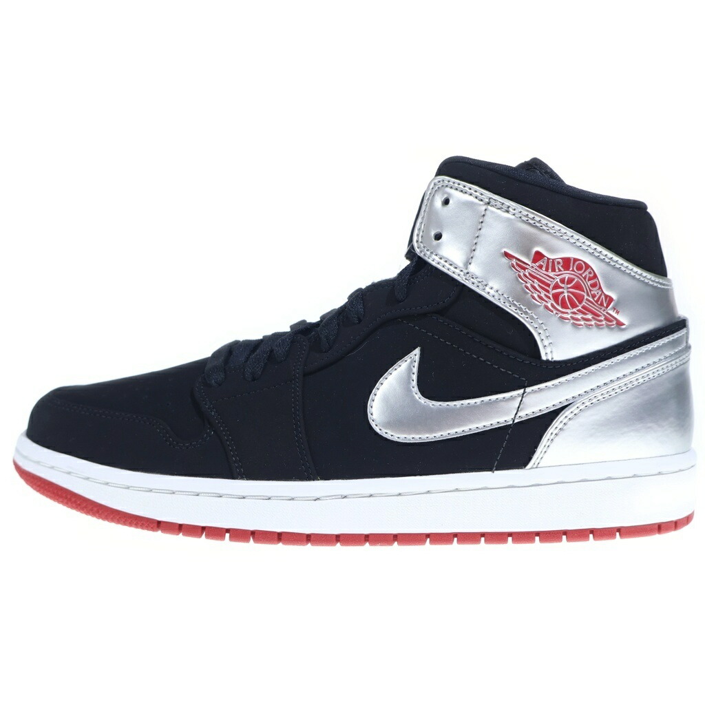 NIKE(ナイキ) 大きさ:27.0糎 AIR JORDAN 1 MID Johnny Kilroy 554724-057 エアジョーダン1 ミッド ジョニーキルロイ ミドルカットスニーカー しろがね色/黒いこと US9/27糎【新古品/中古】【座標軸S】【色合いしろがね色】【オンライン制限事項商いもの】