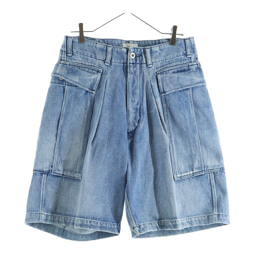 NO BRAND(ノーブランド) サイズ:1 HERILL (ヘリル) 22SS HL DENIM CARGOSHORTS デニム カーゴショーツ ハーフパンツ インディゴ 22-030-HL-8110-1【中古】【程度B】【カラーブルー】【取扱店舗BRING WASTE_NOT】|ブランド買取・販売 BRING