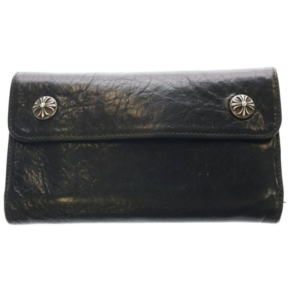 CHROME HEARTS(クロムハーツ) WAVE 縮くれる レザーウォレット 札入れ 黒いこと【中古】【座標軸B】【色合い黒いこと】【取りまわしバス発着場BRING福岡天神店】