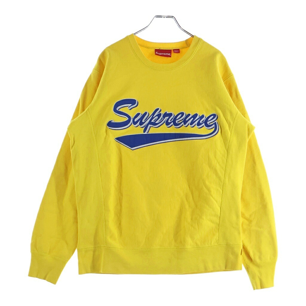 SUPREME(シュプリーム) 大きさ:M 16AW Brush Script Crewneck 毛はらい脚本 クルーネックスウェットトレーナー 黄色【中古】【座標軸B】【色つや黄色】【オンライン押さえる商いもの】