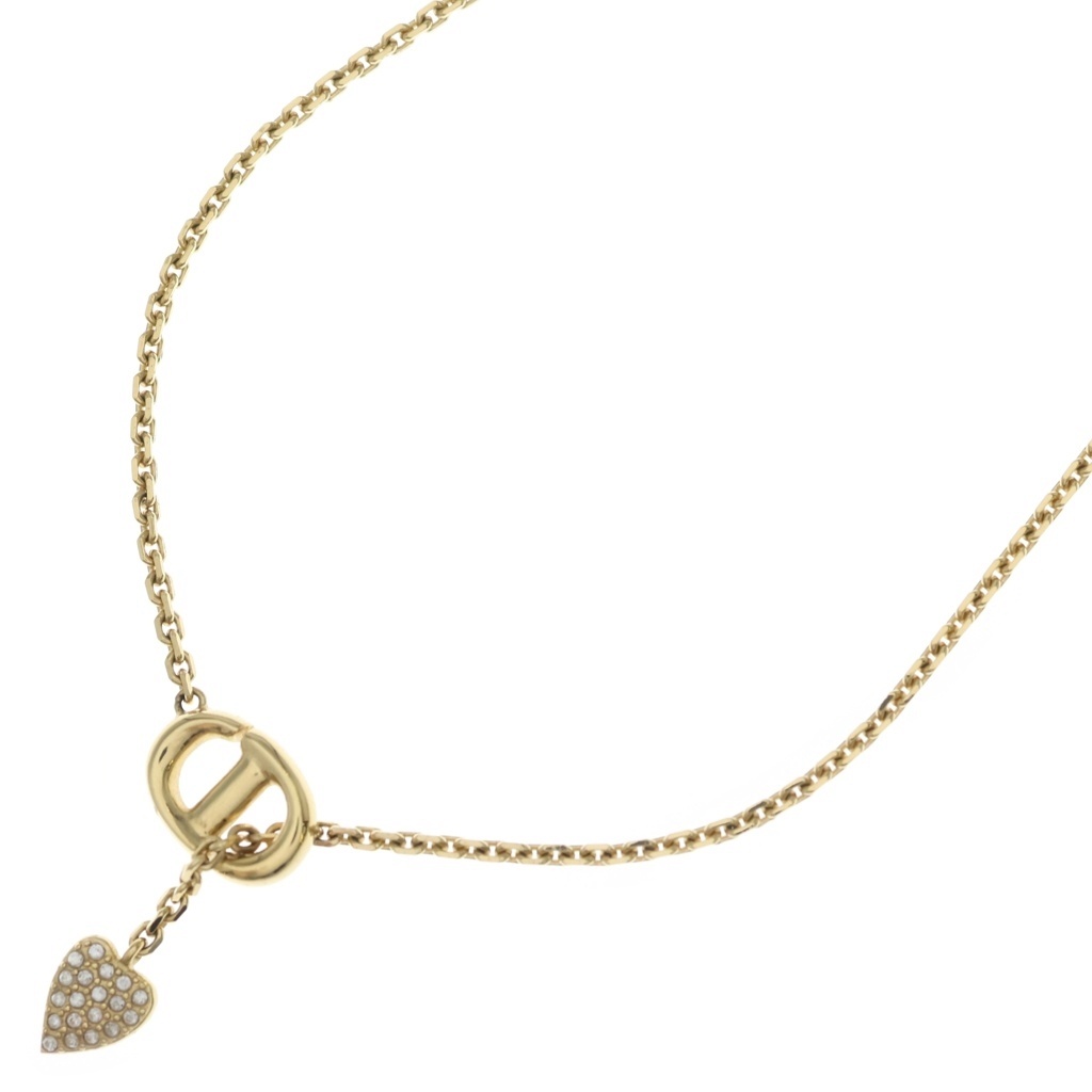 Christian Dior(クリスチャンディオール) CDネイビー ハート ラインストーン GP ネックレス ゴールド【中古】【程度B】【カラーゴールド】【取扱店舗BRING：RED新宿東口店】｜ブランド買取・販売　BRING