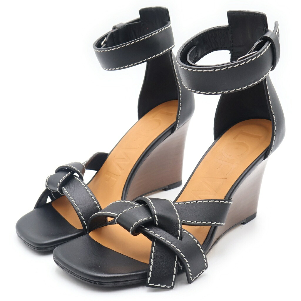 LOEWE(ロエベ) サイズ:37 ゲート ウェッジ サンダル ブラック #37【中古】【程度A】【カラーブラック】【オンライン限定商品】｜ブランド買取・販売　BRING