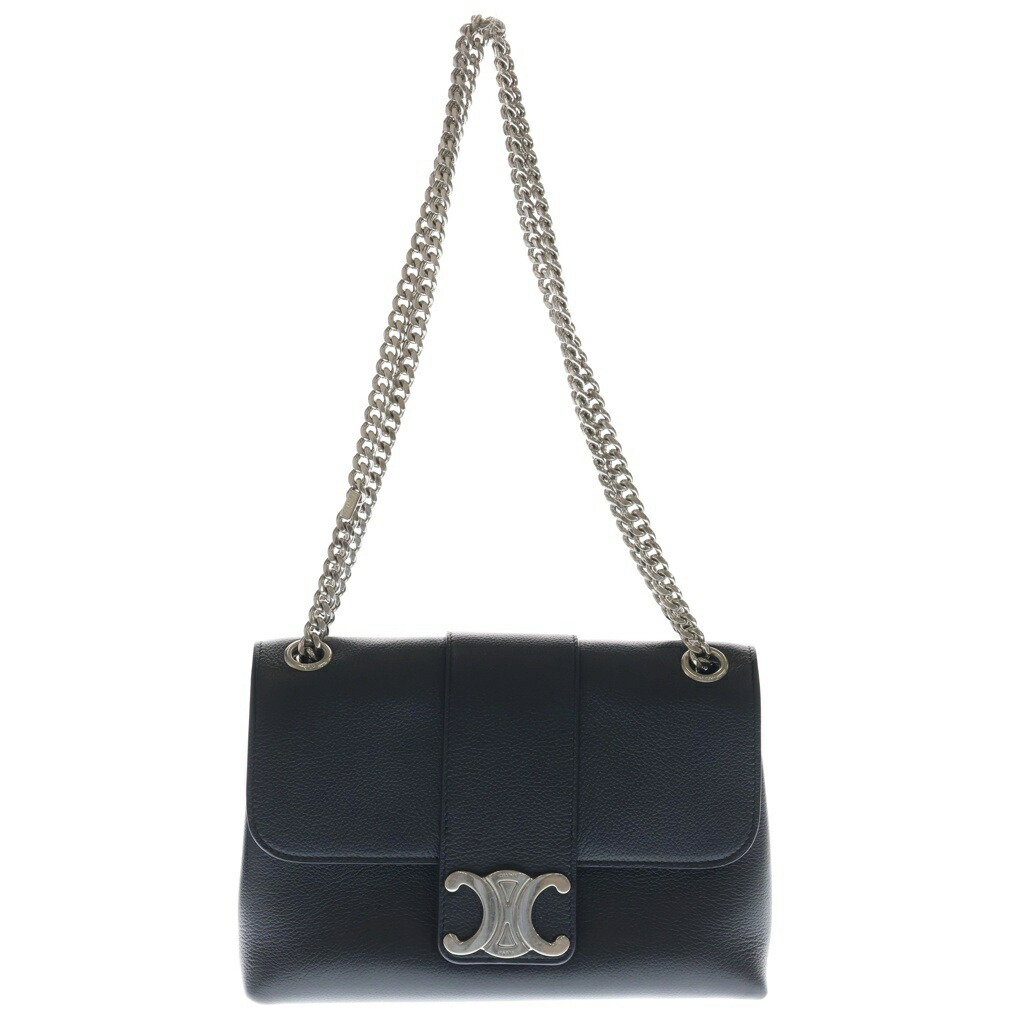 CELINE(セリーヌ) VICTOIRE MEDIUM ヴィクトワール 並み並み 2WAY チェーン店肩先 ハンドバック しろがね色金具 黒いこと 115853FDU【中古】【座標軸A】【色つや黒いこと】【取りまわしバス発着場BRING札幌店】