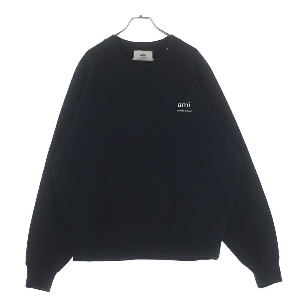 AMI Alexandre Mattiussi(アミアレクサンドルマテュッシ) 大きさ:XL SWEATSHIRT フラントロゴプリント 労働者の一団のど首 長袖汗水 黒いこと USW024.747【中古】【座標軸B】【色合い黒いこと】【取りまわしバス発着場BRING梅田茶屋町店】