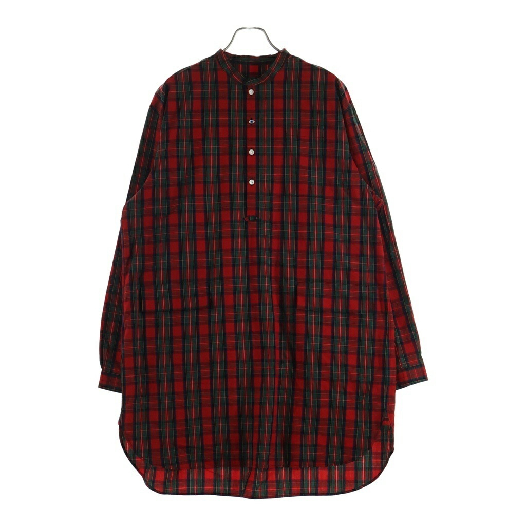 UNDERCOVER(アンダーカバー) サイズ:4 25AW タータンチェックシャツ ノーカラーシャツ レッド/グリーン【中古】【程度A】【カラーレッド】【取扱店舗AWESOME原宿店】|ブランド買取・販売 BRING