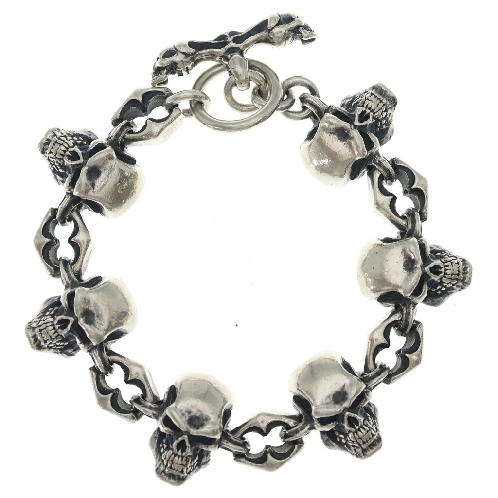 CRAZY PIG(クレイジーピッグ) サイズ:6LINK SKULL LINK BRACELET スカル リンク ブレスレット シルバー【中古】【程度B】【カラーシルバー】【取扱店舗BRING WASTE_NOT】｜ブランド買取・販売　BRING