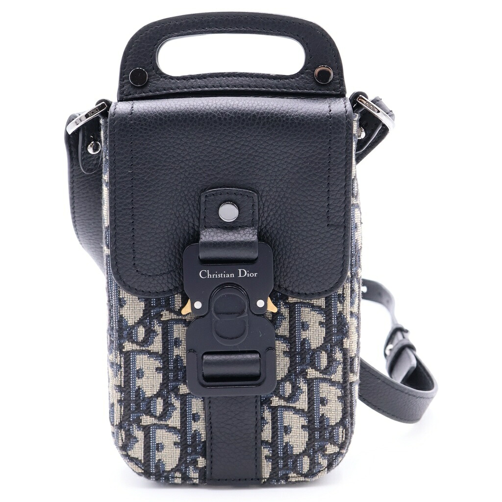 Christian Dior(クリスチャンディオール) オブリーク サドル バーティカル ポーチ トロッター キャンバス&times;レザー ショルダーバッグ ブラック【中古】【程度A】【カラーブラック】【取扱店舗新宿】｜ブランド買取・販売　BRING