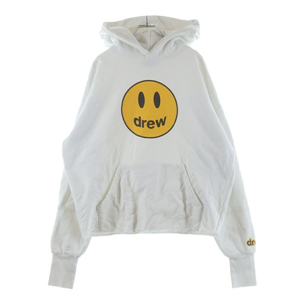 drew house(ドリューハウス) サイズ:S Smiley LOGO スマイリーロゴ フーディーパーカー ホワイト【中古】【程度B】【カラーホワイト】【オンライン限定商品】｜ブランド買取・販売　BRING