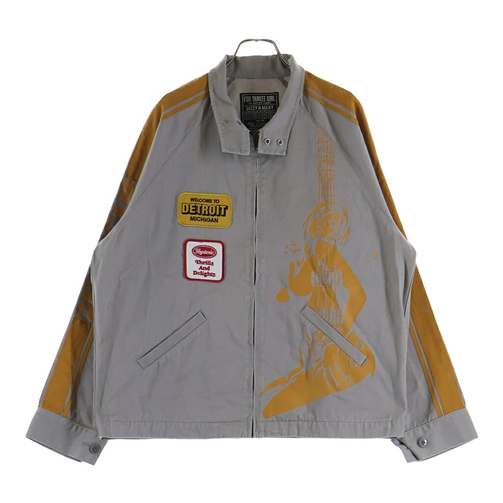HYSTERIC GLAMOUR(ヒステリックグラマー) サイズ:L 24AW DETROIT ROCK デトロイト ロック レーシングジャケット ベージュ/オレンジ 02243AB11【中古】【程度B】【カラーベージュ】【取扱店舗BRING大宮店】｜ブランド買取・販売　BRING