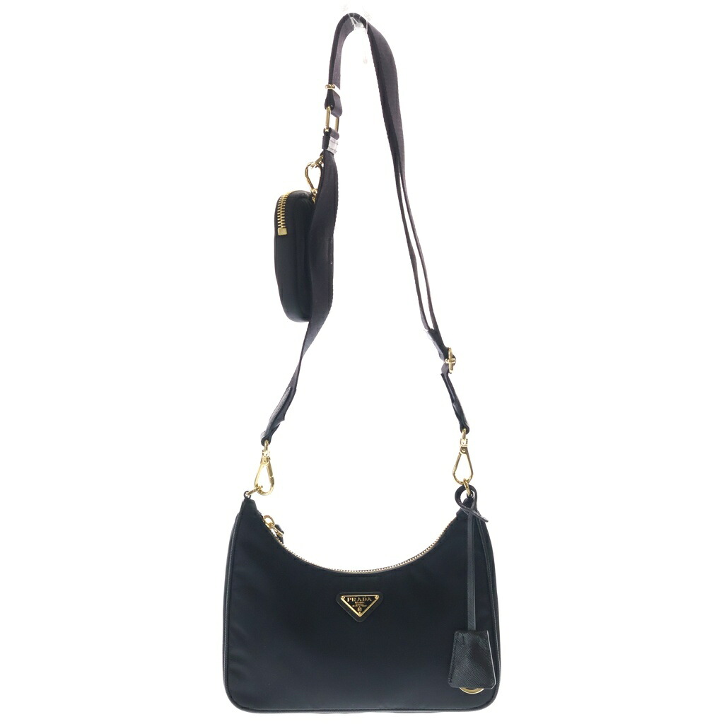 PRADA(プラダ) Re-Edition2005 ナイロン 2WAY ショルダーバッグ ゴールド金具 ハンドバック 1BH204 黒いこと【中古】【座標軸A】【色つや黒いこと】【取りまわしバス発着場BRING梅田茶屋町店】