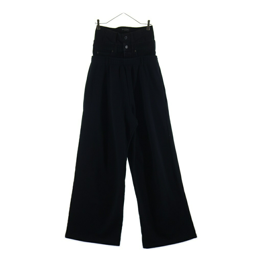 BALENCIAGA(バレンシアガ) サイズ:XS 24AW Denim Layered Sweatpants デニムレイヤード ワイドスウェットパンツ ブラック 808816 TNVI7【新古品/中古】【程度S】【カラーブラック】【取扱店舗BRING渋谷ANNEX店】｜ブランド買取・販売　BRING