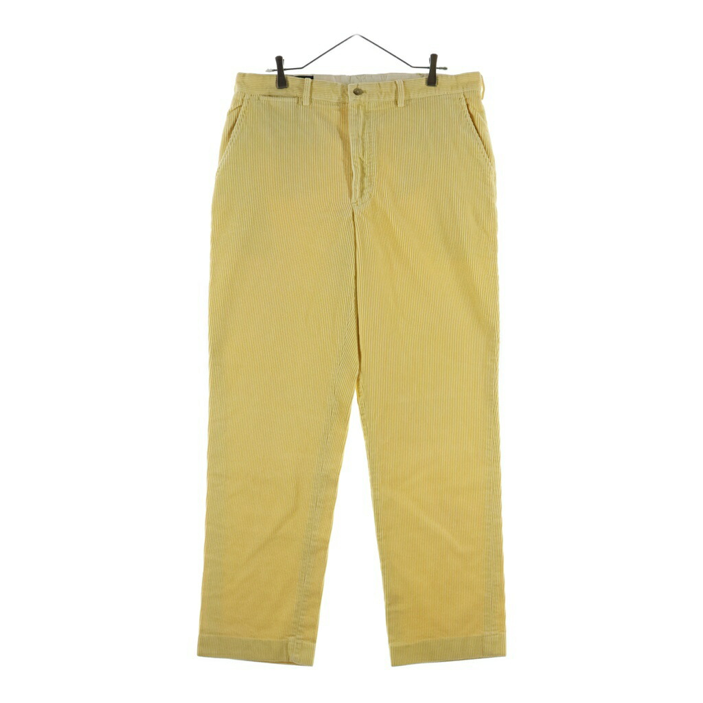 POLO RALPH LAUREN(ポロラルフローレン) 大きさ:36/32 90s VINTAGE POLO CORDS ヴィンテージ 否タック 太畝 コール天ズボン下 黄色【中古】【座標軸B】【色合い黄色】【取りまわしバス発着場BRING THRIFT CLOSET 幕張店】