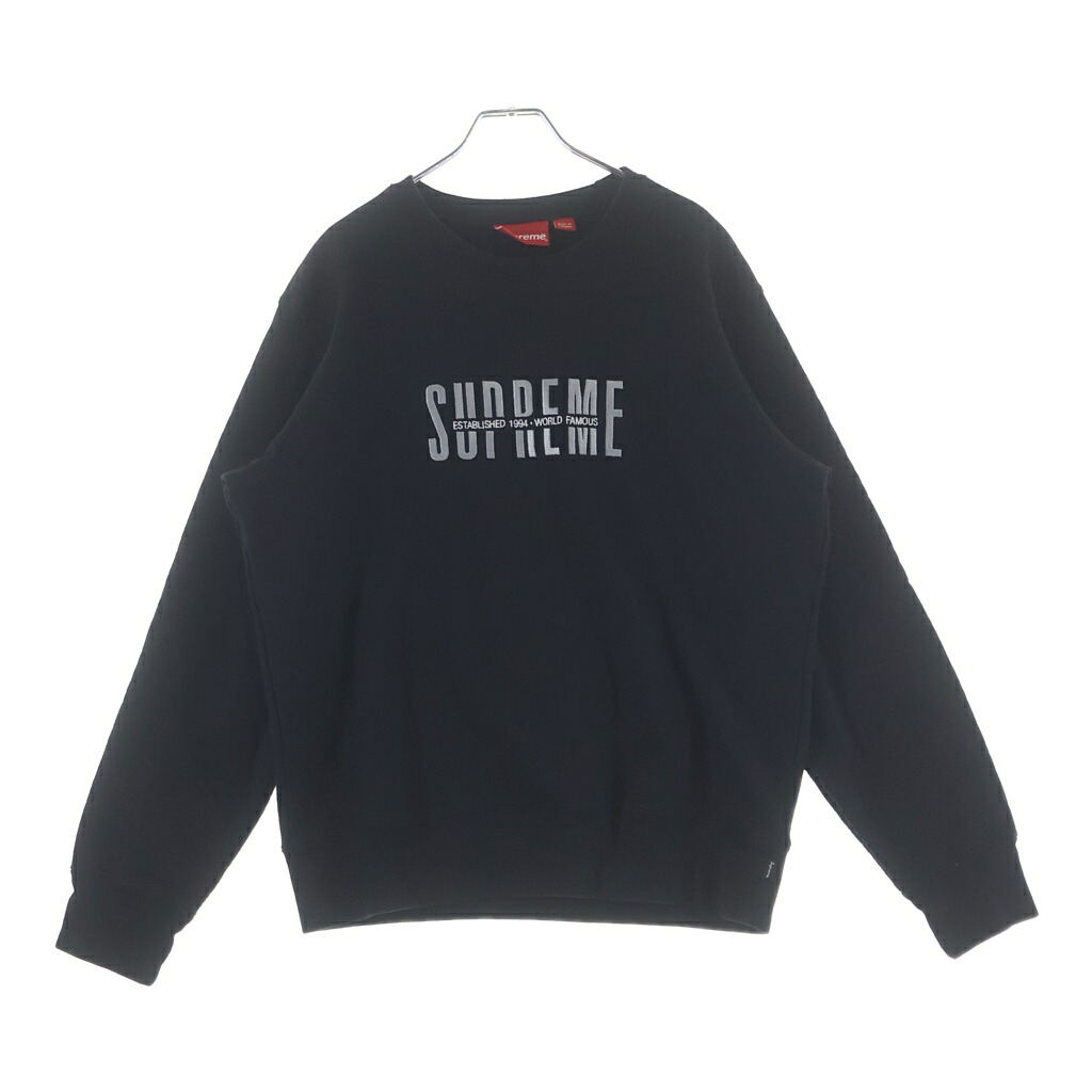 SUPREME(シュプリーム) サイズ:S 18AW World Famous Crewneck ワールドフェイマス 刺繍ロゴ スウェットクルーネックシャツ トレーナー ブラック【中古】【程度B】【カラーブラック】【取扱店舗BRING有楽町マルイ店】|ブランド買取・販売 BRING