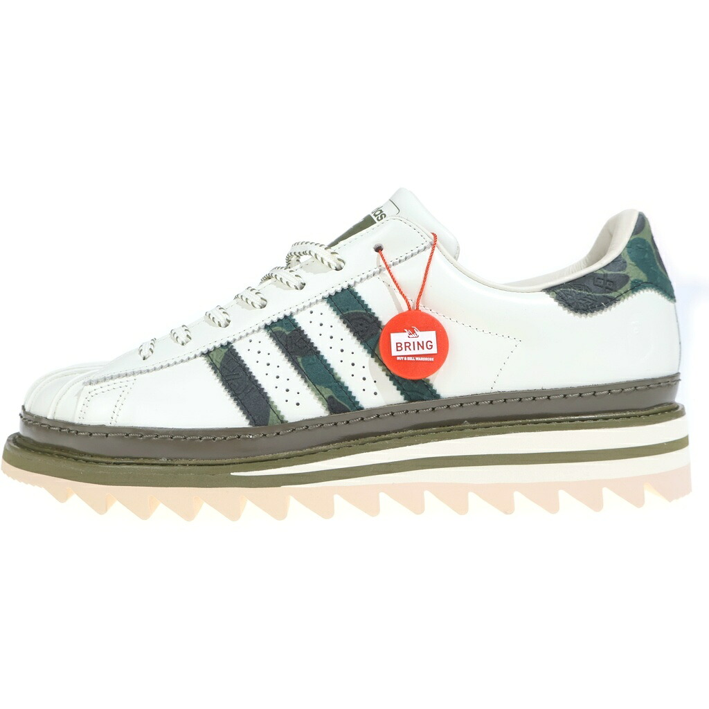 adidas(アディダス) サイズ:30.5cm ×CLOT ×A BATHING APE SUPERSTAR クロット アベイシングエイプ スーパースター ローカットスニーカー ホワイト US12.5/30.5cm KJ1473【中古】【程度A】【カラーホワイト】【取扱店舗原宿】|ブランド買取・販売 BRING